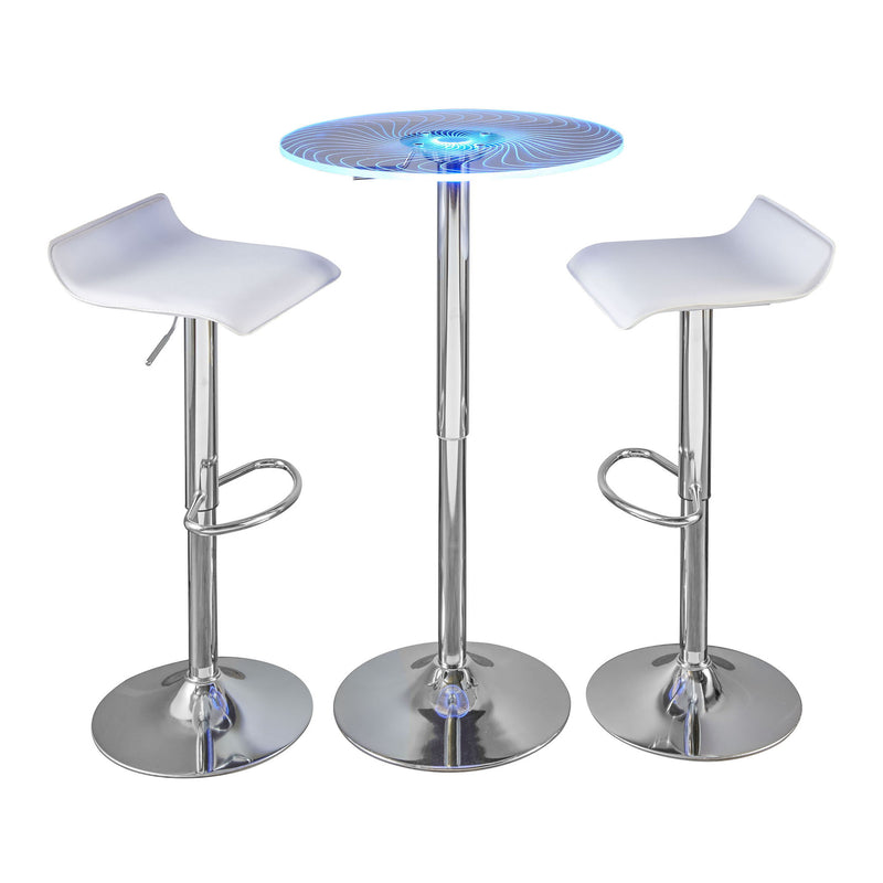 Lumi Source Spyra Ale 3-piece contemporary dining room set with adjustable bar stools and up set table, modern design, wood and metal finish