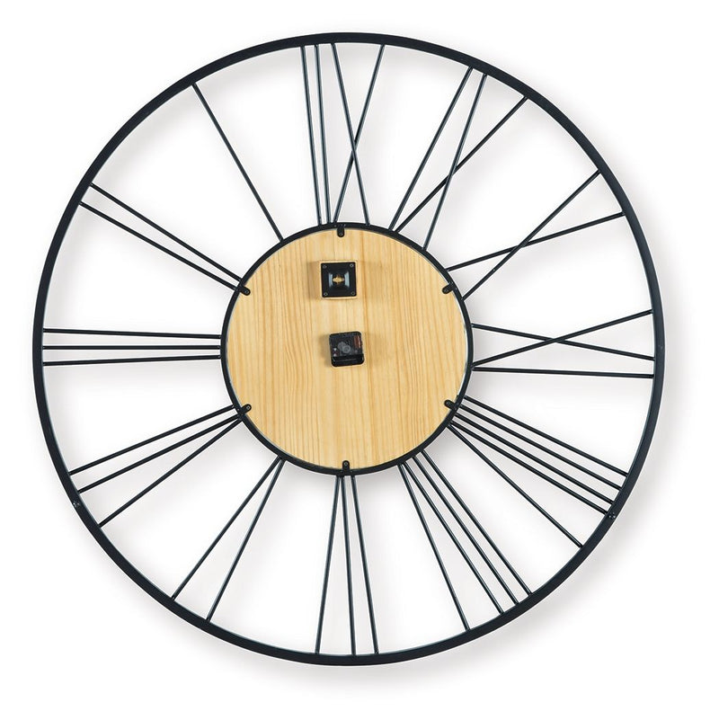 Brockett - Wall Clock - Black / Natural - R&R Furniture Gallery (Fountain Valley, CA)