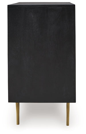 Tayner - Accent Cabinet - Black / Gold Finish - R&R Furniture Gallery (Fountain Valley, CA)