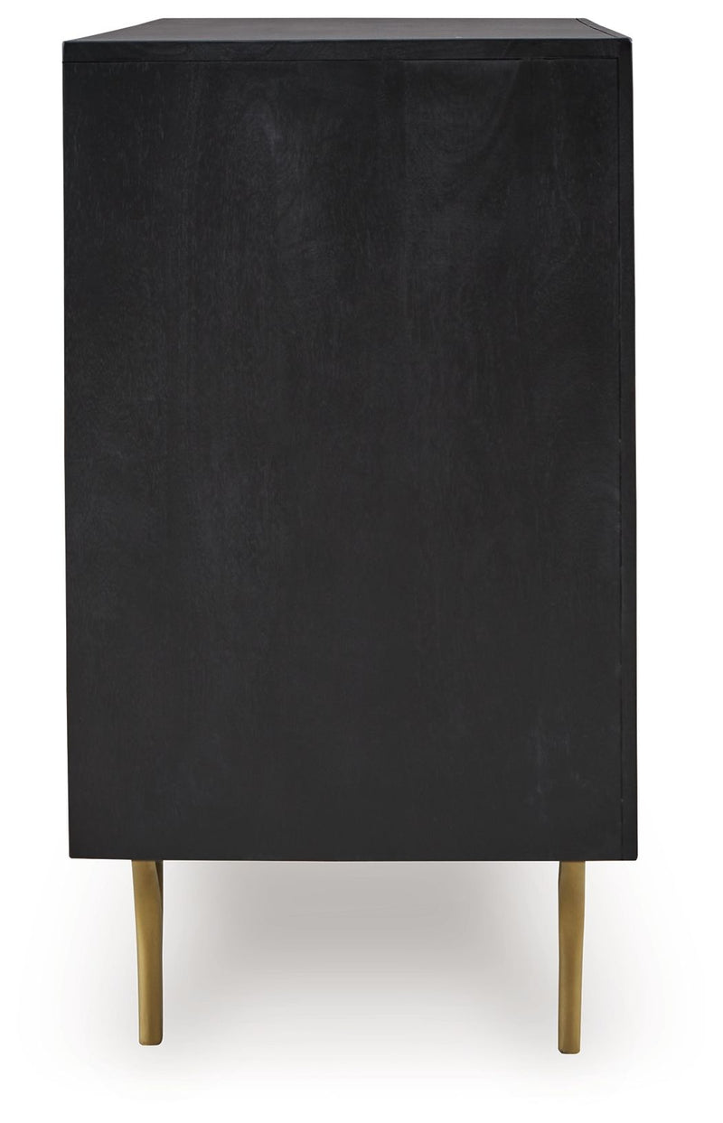 Tayner - Accent Cabinet - Black / Gold Finish - R&R Furniture Gallery (Fountain Valley, CA)
