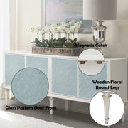 Ansaldo - Console Cabinet - Pearl White & Silver Shimmer - R&R Furniture Gallery (Fountain Valley, CA)