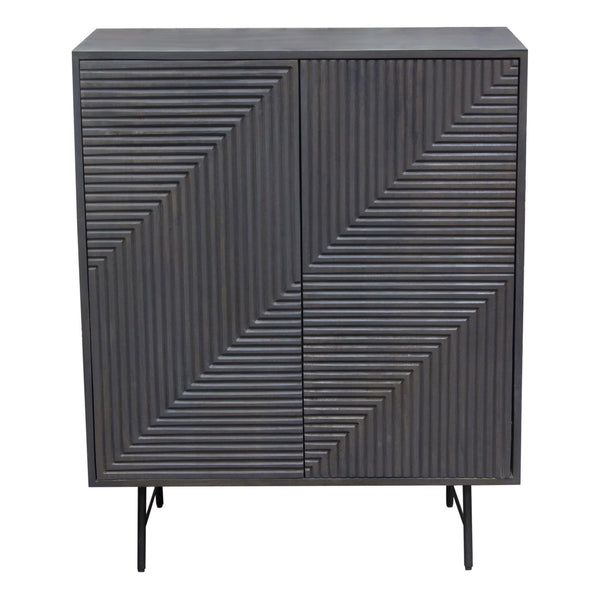 Neo 2-Door Solid Mango Wood High Cabinet in Smoke Grey Finish w/ Gun Metal Finished Base by Diamond Sofa