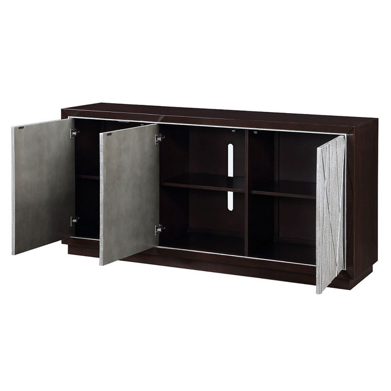 Geranio - Console Cabinet - Metallic Silver & Walnut - R&R Furniture Gallery (Fountain Valley, CA)