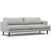 Livingston upholstered stationary sofa by Simpli-Home with plush cushions and fabric upholstery in a modern living room setting.