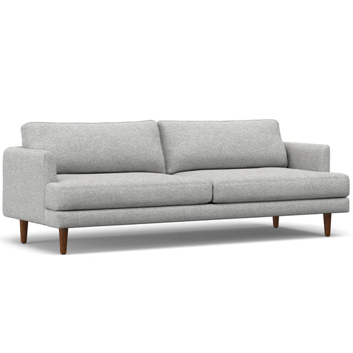 Livingston upholstered stationary sofa by Simpli-Home with plush cushions and fabric upholstery in a modern living room setting.
