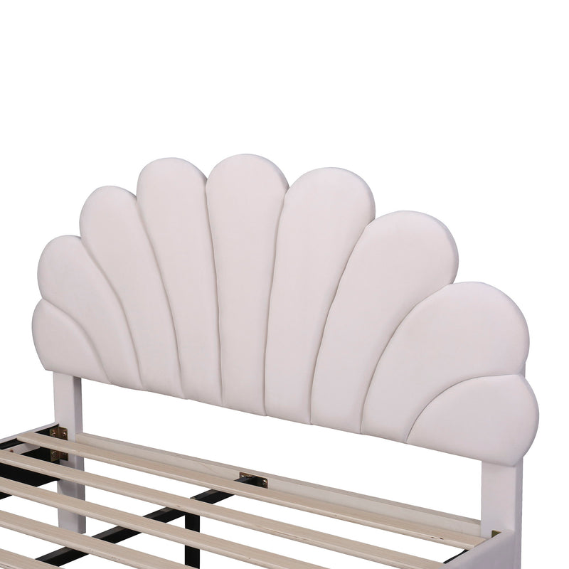 Upholstered Platform Bed With Flower Pattern Headboard - R&R Furniture Gallery (Fountain Valley, CA)