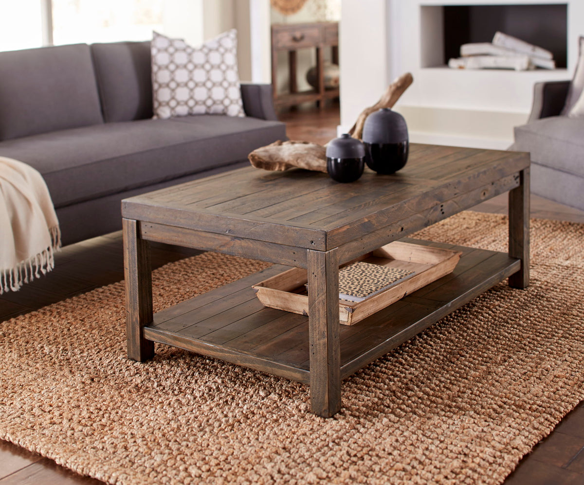 Craster Reclaimed Wood Rectangular Coffee Table in Smoky Taupe