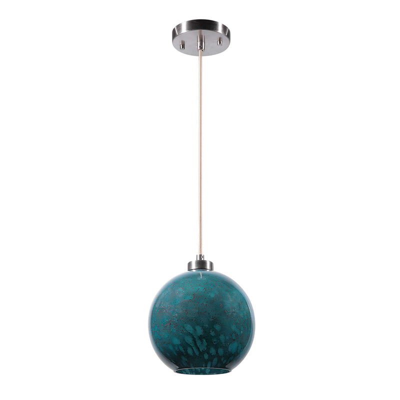 Blue Gemblue 1-light mini pendant by Uttermost, featuring a sleek pendant light design with a vibrant blue finish.