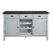 Lanton - Server - Natural Marble & Antique White - R&R Furniture Gallery (Fountain Valley, CA)