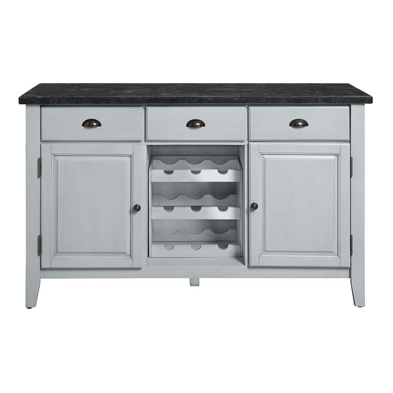 Lanton - Server - Natural Marble & Antique White - R&R Furniture Gallery (Fountain Valley, CA)