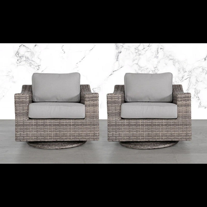 Swivel Patio Chair With Luxurious Cushions Perfect For Outdoor Relaxation (Set of 2) - Gray Mix - R&R Furniture Gallery (Fountain Valley, CA)