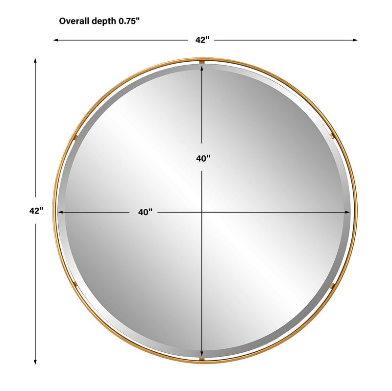 Round gold accent mirror by Uttermost with a sleek, modern design for stylish wall decor.