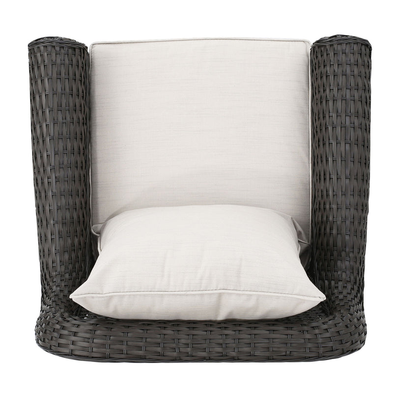 Amaya - Outdoor Swivel Rocker Chair With Water Resistant Cushions - Brown / Beige - R&R Furniture Gallery (Fountain Valley, CA)