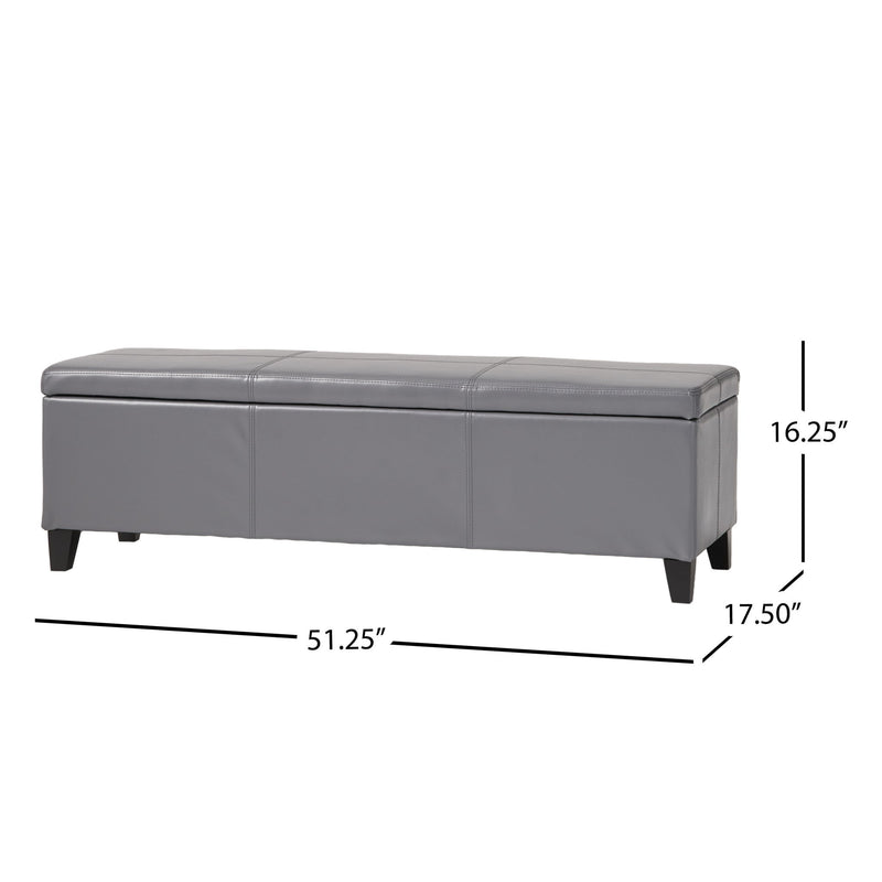 Noble House Glouster contemporary storage ottoman with fabric upholstery and hidden storage compartment.