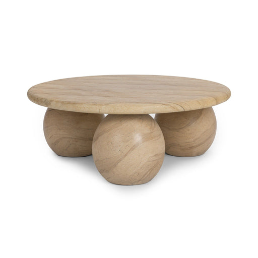 Elaria - Outdoor Round Coffee Table - Beige - R&R Furniture Gallery (Fountain Valley, CA)