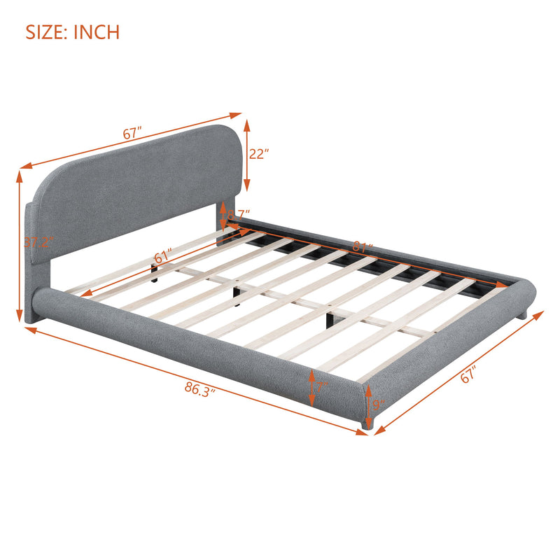 Upholstered Platform Bed With Thick Solid Frame And Stylish Curve-Shaped Design - R&R Furniture Gallery (Fountain Valley, CA)