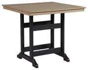 Fairen Trail - Square Counter TBL w/Umb OPT - Black / Driftwood - R&R Furniture Gallery (Fountain Valley, CA)