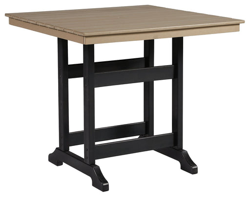 Fairen Trail - Square Counter TBL w/Umb OPT - Black / Driftwood - R&R Furniture Gallery (Fountain Valley, CA)