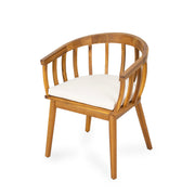 Klismos - Dining Armchair (Set of 2) - Teak / Beige - R&R Furniture Gallery (Fountain Valley, CA)