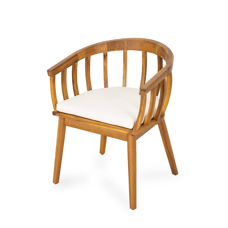Klismos - Dining Armchair (Set of 2) - Teak / Beige - R&R Furniture Gallery (Fountain Valley, CA)