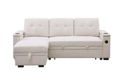 Ashlyn II - 84"W Woven Fabric Reversible Sleeper Sectional Sofa with Storage Chaise - R&R Furniture Gallery (Fountain Valley, CA)
