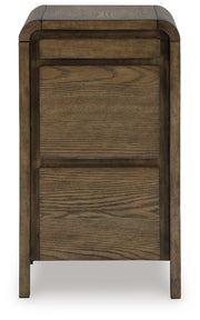 Brown Jensworth Accent Table by Signature Design Ashley, featuring a sleek wooden surface and modern design for living spaces.