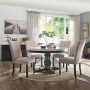 Nolan - Round Dining Table - White Marble Top & Salvage Dark Oak - R&R Furniture Gallery (Fountain Valley, CA)