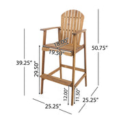 Outdoor Acacia Wood Adirondack Barstools (Set of 2) - R&R Furniture Gallery (Fountain Valley, CA)