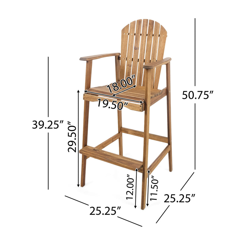 Outdoor Acacia Wood Adirondack Barstools (Set of 2) - R&R Furniture Gallery (Fountain Valley, CA)
