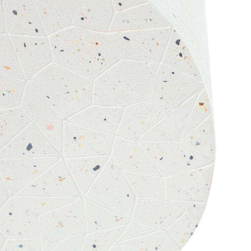 Outdoor Terrazzo Concrete Drum End Table, Living Room Accent Table - White Terrazzo - R&R Furniture Gallery (Fountain Valley, CA)