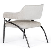 Ector - Modern Off-White Fabric + Forged Metal Accent Chair — view 2
