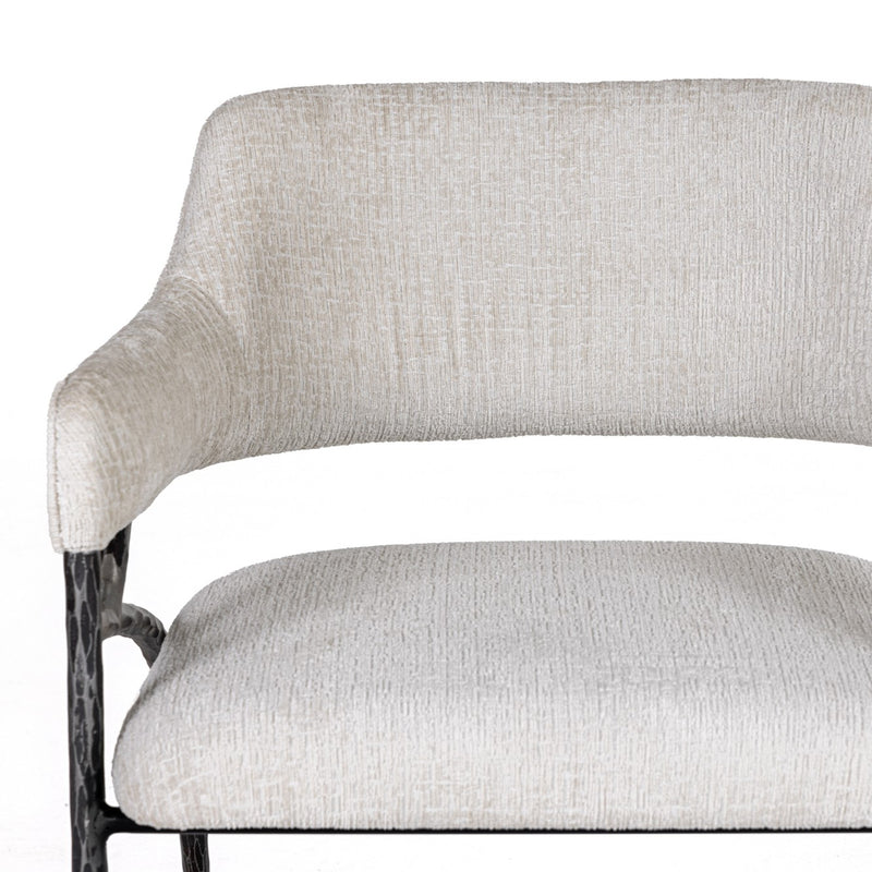 Ector - Modern Off-White Fabric + Forged Metal Accent Chair — view 3