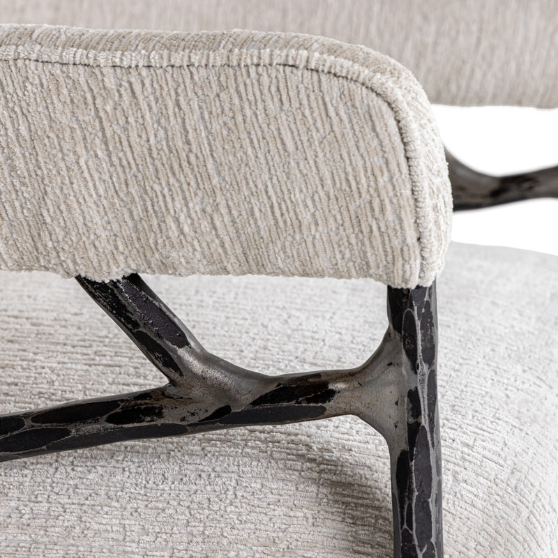 Ector - Modern Off-White Fabric + Forged Metal Accent Chair — view 4