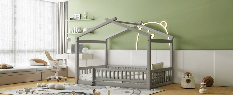 Bed House Bed Frame With Fence - R&R Furniture Gallery (Fountain Valley, CA)