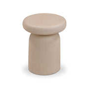 TOV Furniture Lydia side table with a sleek round design, featuring a smooth surface and modern style.