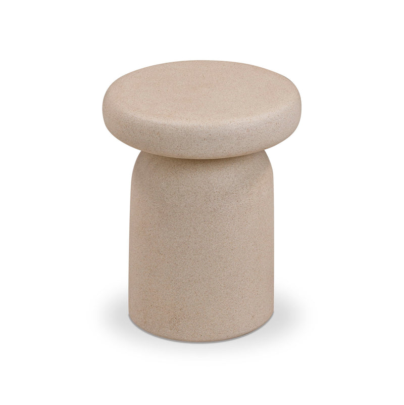 TOV Furniture Lydia side table with a sleek round design, featuring a smooth surface and modern style.