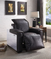 Misezon - Power Motion Recliner - Dark Top Grain Brown Leather & Aluminum - R&R Furniture Gallery (Fountain Valley, CA)