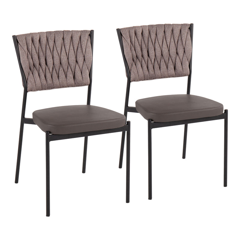 Set of two Lumi Source Tania braided contemporary chairs with modern design and wooden legs, perfect for stylish living spaces.