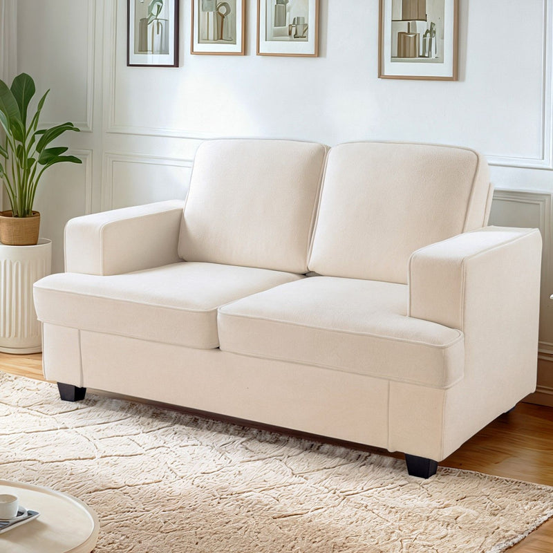 Modern Loveseat, Comfortable 2 Seater Couch With Deep Seating, Loose Back Cushions, Wide Arms - R&R Furniture Gallery (Fountain Valley, CA)