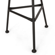Noble House Petrichor outdoor side table with tempered glass top and steel frame, ideal for patio or garden decor