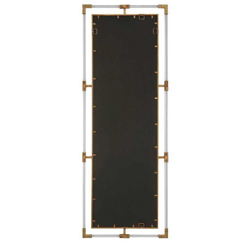 Uttermost Balkan iron wall mirror with a decorative round frame, ideal for modern or rustic interior decor.