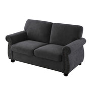Soft Loveseat, Upholstered 2 Seater Couch, Loose Back Cushions And Turned Legs - R&R Furniture Gallery (Fountain Valley, CA)