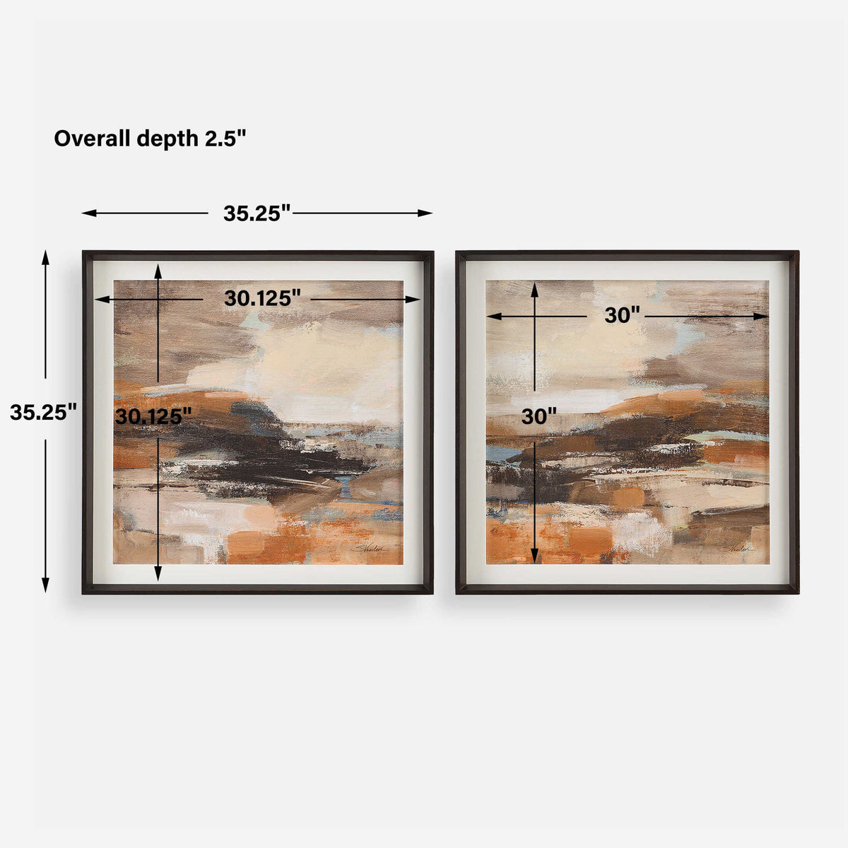 Cinnamon Shore - Framed Prints (Set of 2) - Dark Brown