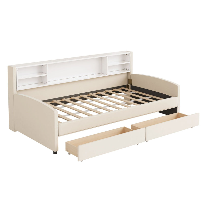Luxurious Upholstered Platform Bed With Storage Drawers - R&R Furniture Gallery (Fountain Valley, CA)