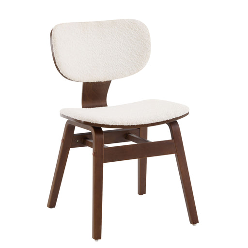 Modern Boucle Fabric Upholstered Side Chair, Bentwood Frame - White / Walnut - R&R Furniture Gallery (Fountain Valley, CA)