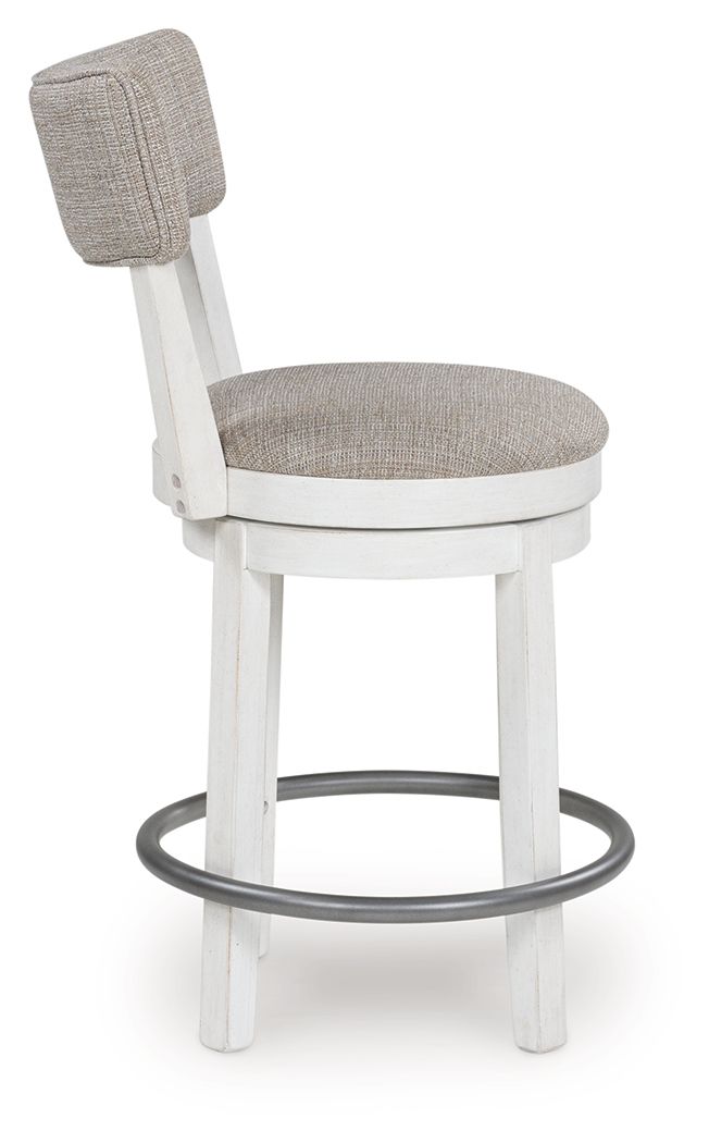 Robbinsdale - Upholstered Swivel Barstool (Set of 2) - Antique White - R&R Furniture Gallery (Fountain Valley, CA)