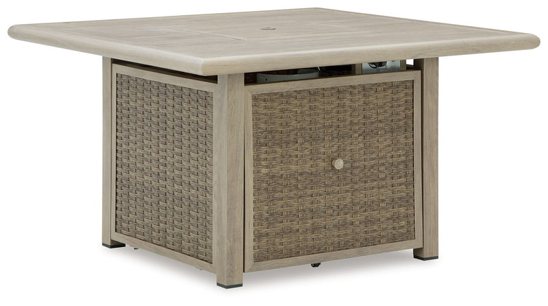 Cliff Trails - Square Fire Pit Table - Beige - R&R Furniture Gallery (Fountain Valley, CA)