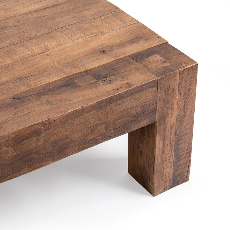 Classic Home Montera coffee table with wooden top and sleek metal legs, modern design for living room decor.