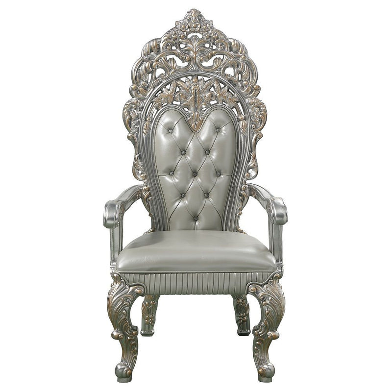 Sandoval - Arm Chair (Set of 2) - Beige Synthetic Leather & Champagne - R&R Furniture Gallery (Fountain Valley, CA)