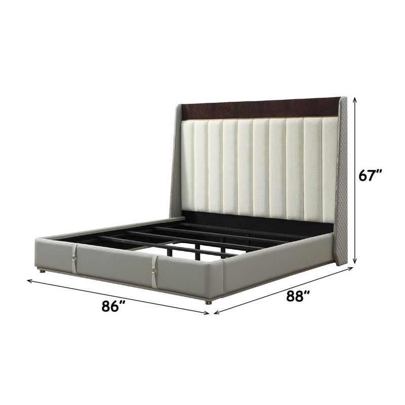 Jamonica - Eastern King Bed - Beige & Dark Brown - R&R Furniture Gallery (Fountain Valley, CA)